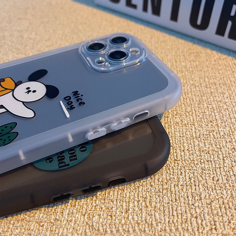Case Transparan Desain Happy Dog Untuk IPhone 12 13 11 Pro Max X Xs Max Xr