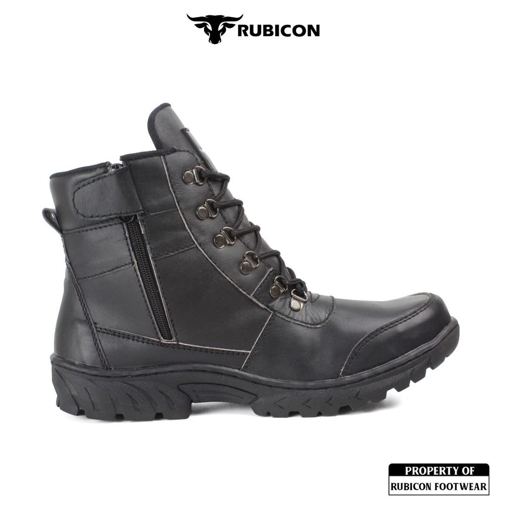 RUBICON JP SEPATU BOOTS SAFETY PRIA KERJA LAPANGAN INDUSTRI KULIT ASLI UJUNG BESI HITAM CROC JP