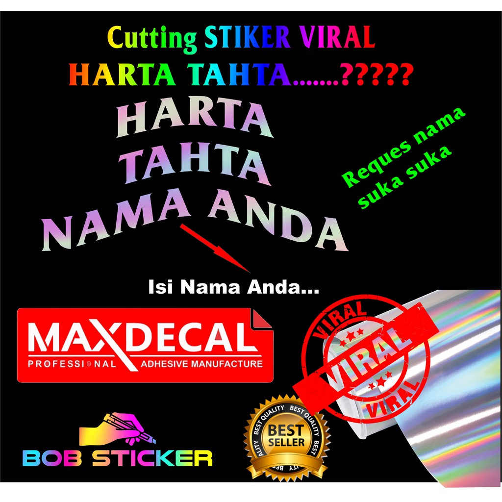 

Cutting Sticker Viral Harta Tahta Cosutum Nama