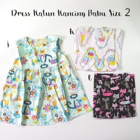 Dress Anak Katun Kancing Bahu Size 2