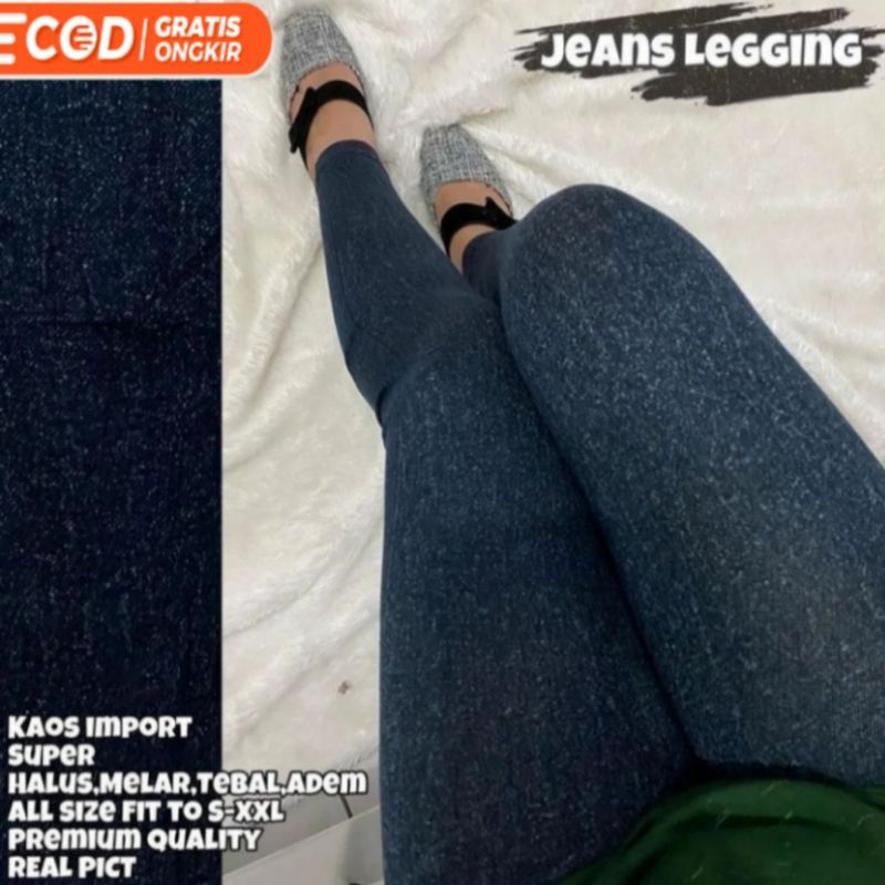 Celana Jeans Legging Wanita Stretch Premium Fit S-XXL (Bb 40-80 Kg) Jumbo