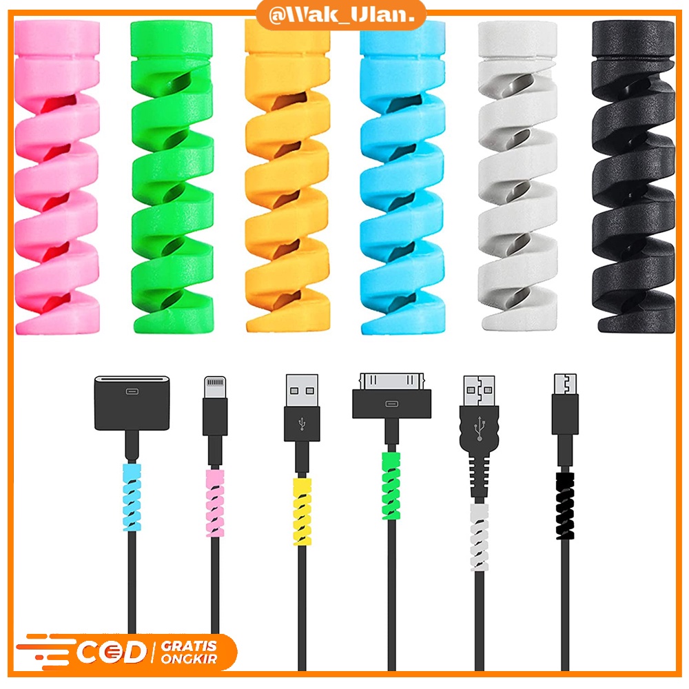 WALL CABLE KABEL CABEL PROTECTOR Pelindung Ujung Kabel Charging Charger Spiral Micro usb Type C universal