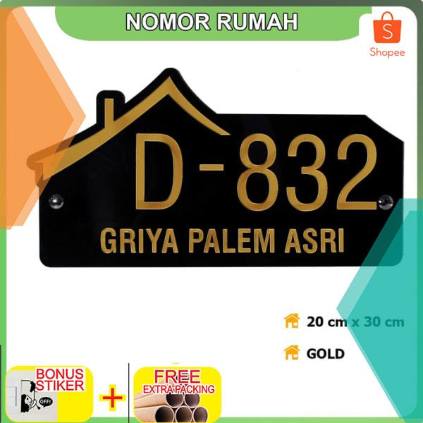 

Nomor Rumah Acrylic / Akrilik Home GOLD Series 01 Elegan