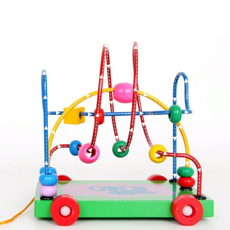 MAINAN EDUKASI KERETA KAWAT ALUR MENCARI JALAN / WOODEN TOYS TRAILER CIRCLES BEAD LABYRINTH