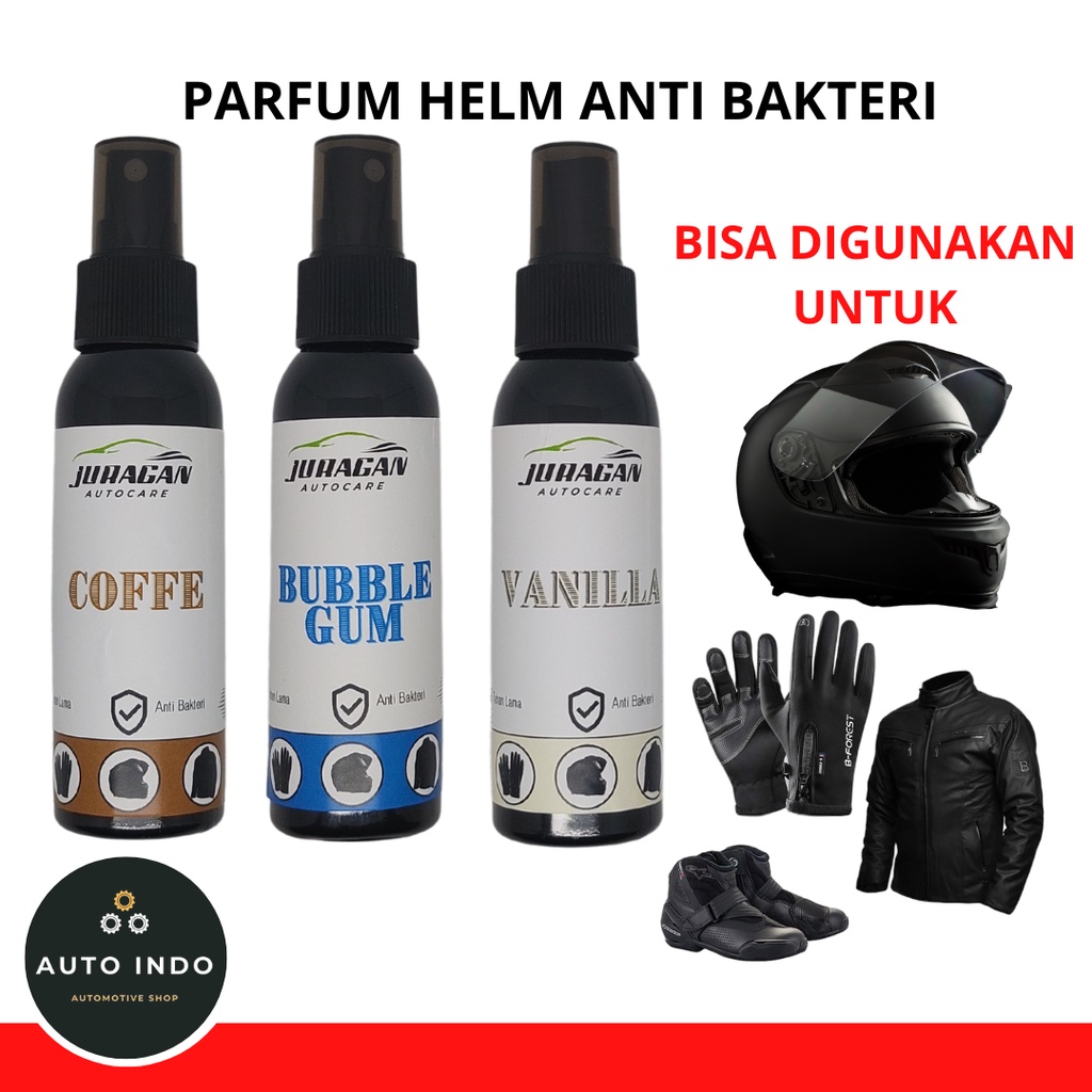 Parfum Helm Anti Bakteri - Parfum Penghilang Bau Jaket Sepatu Helm Tahan Lama - Parfum Kopi Vanilla Bubble Gum Juragan Autocare