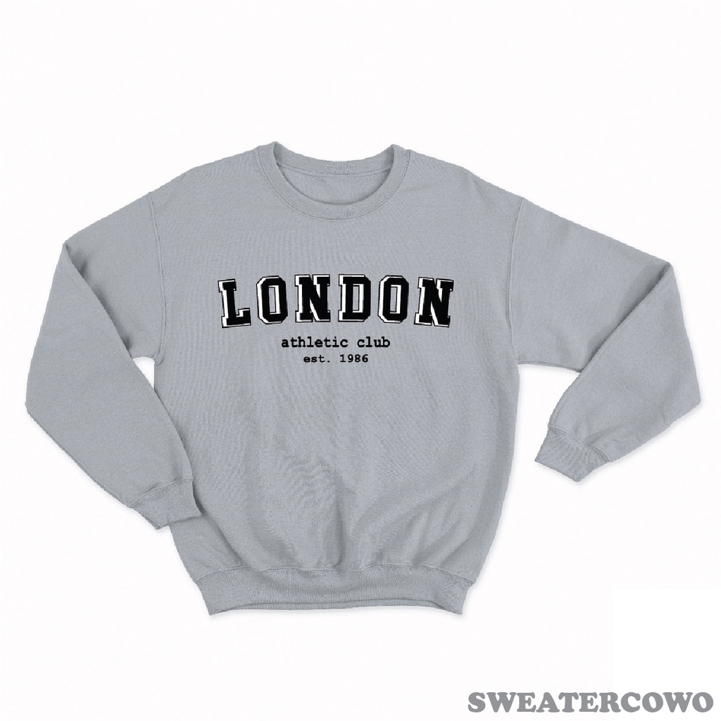 Sweaterpolos Basic Sweater LONDON ( Sablon ) Unisex Pria &amp; Wanita