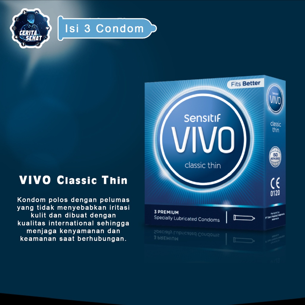 Kondom VIVO CLASSIC THIN 3 Pcs / Alat Kontrasepsi