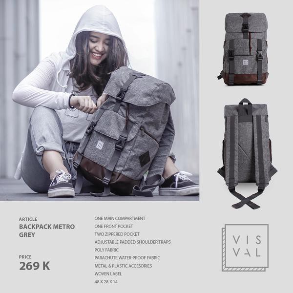 Tas Visval Metro Grey / Tas Punggung / Backpack / Tas Ransel / Tas Keren / Tas Branded Distro