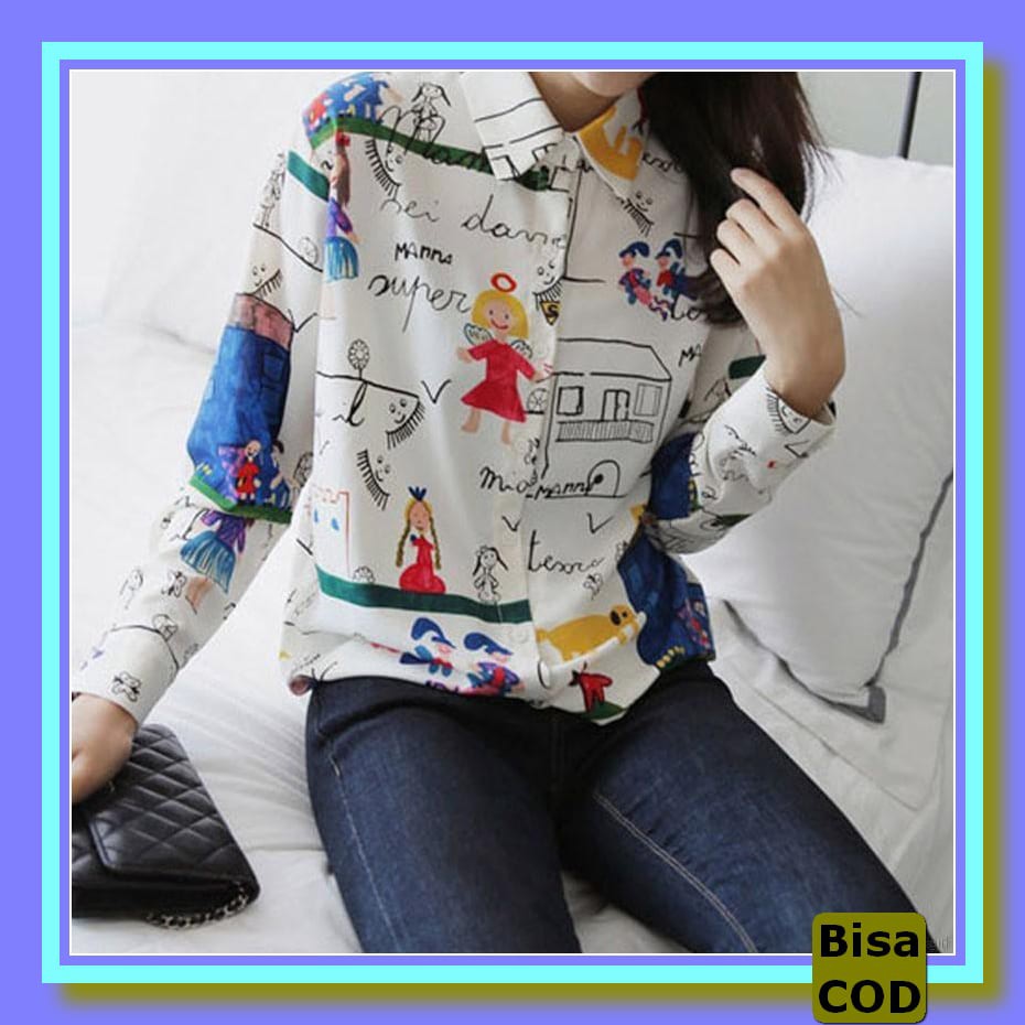 Kemeja Wanita Terbaru 2021 Import Baju Atasan Wanita Terbaru 4171 NC673 Tokolobo Kemeja Manna Tangan