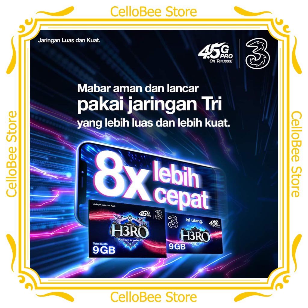 Kartu Perdana Tri Hero 9GB Masa Aktif 30 Hari | Shopee