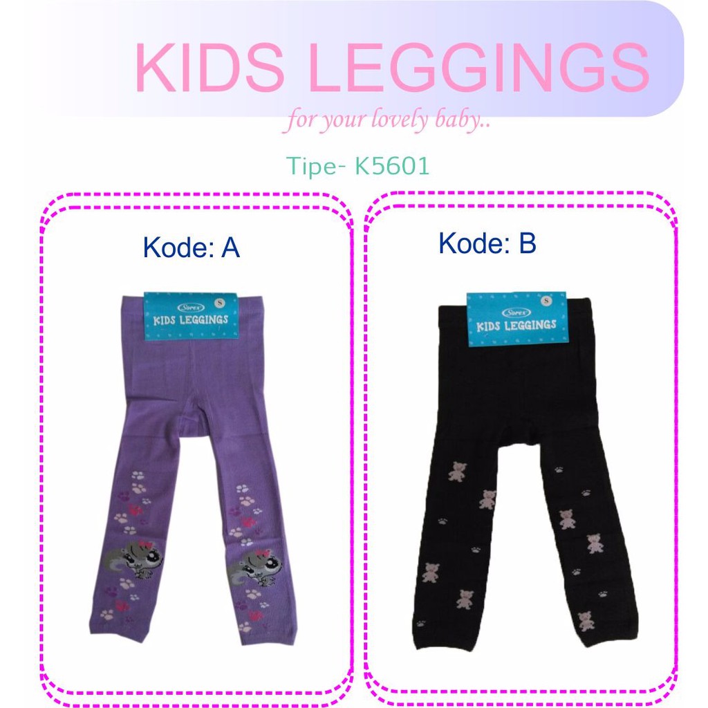 SOREX K5601 Legging Motif size L cotton rich leging kids anak motif model kaki terbuka kaos kaki