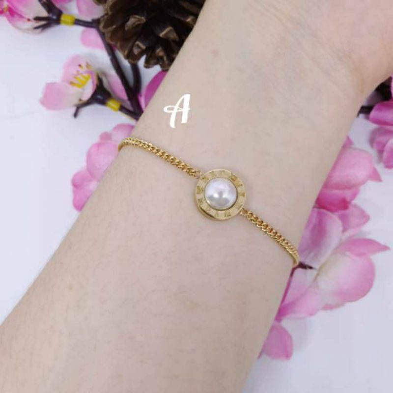 Gelang mutiara titanium asli anti karat uk 18Cm GRT-25