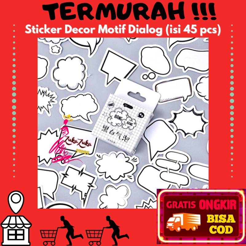 

[isi 45 pcs] Sticker Tulis Kertas Kotak Motif Dialog Style / Sticker Stiker Decor Journal / Sticker Stiker Lucu Korea Estetik Aestheti