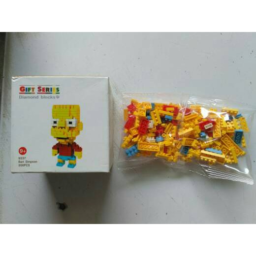 Mainan anak merakit Rakitan Lego Mini Brick Nano Diamond Block karakter bart simpson