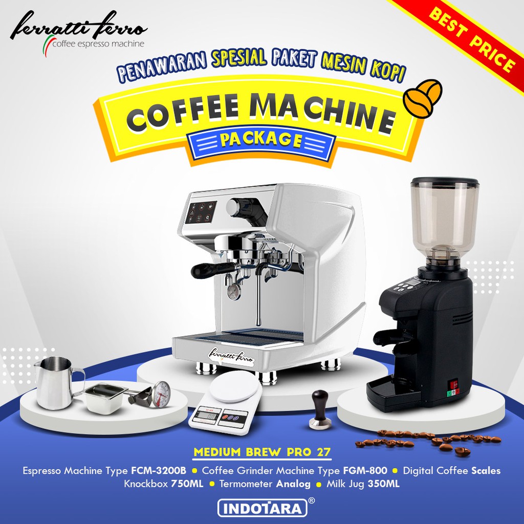 Paket mesin kopi Espresso Medium Brew Pro 25 - 26 - 27