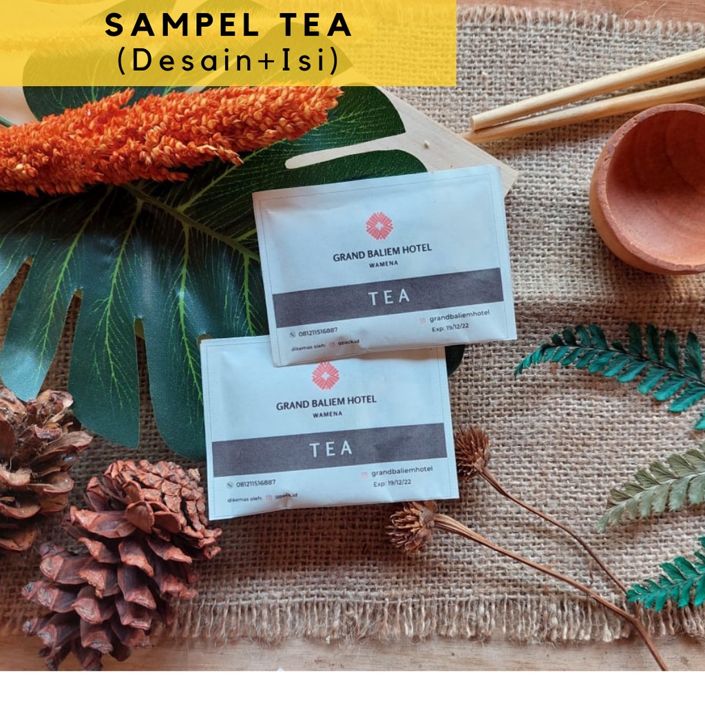 

(SAMPEL) TEH CELUP SACHET DESAIN CUSTOM UNTUK CAFE HOTEL RESTO DLL