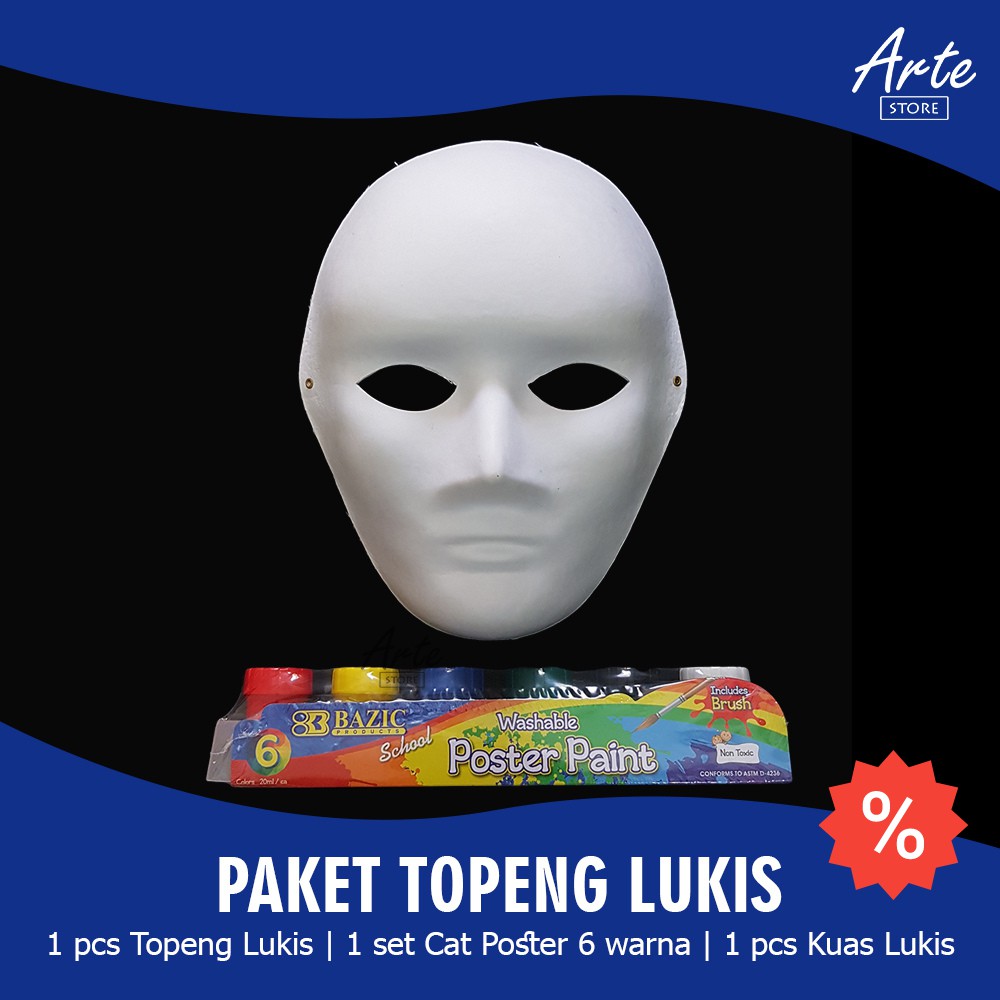 PAKET TOPENG LUKIS (Topeng, Cat Poster dan Kuas Lukis)