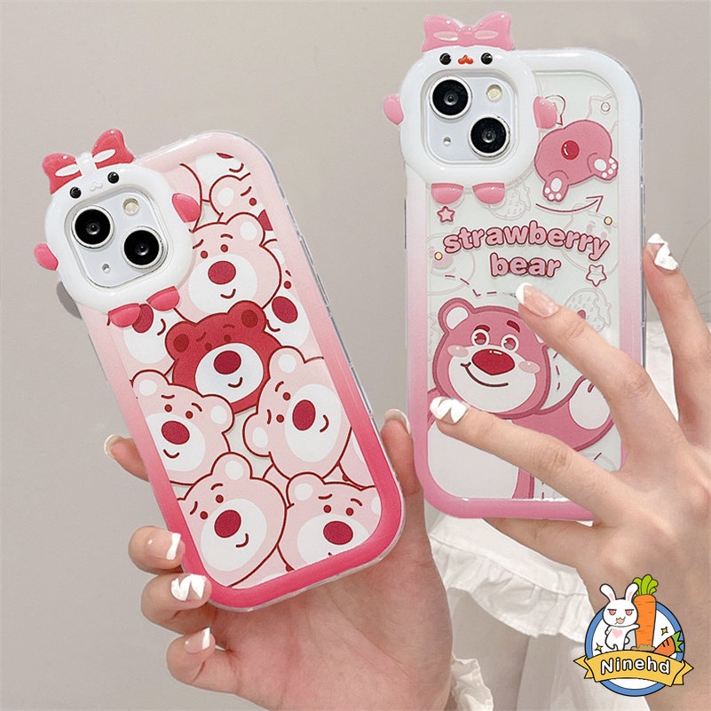 Soft Case Pelindung Lensa Bumper Motif Kartun Beruang Monster Untuk iPhone 14 13 12 11 Pro Max X Xr Xs Max 7 8 6 6s Plus SE 2020