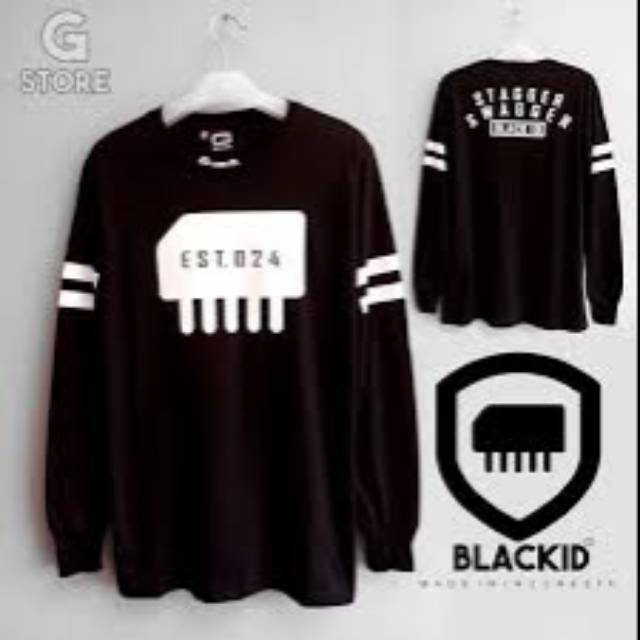 KAOS BLACK ID LENGAN PANJANG HITAM S M L XL 2XL 3XL