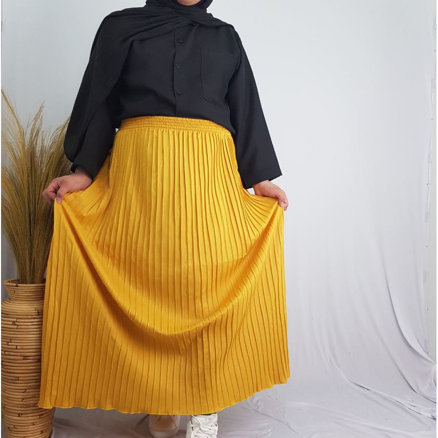 ROK PLISKET JUMBO / BIGSIZE - PREMIUM XXXL 100KG - REMPEL PLEATED FLARE SKIRT MAYUNG