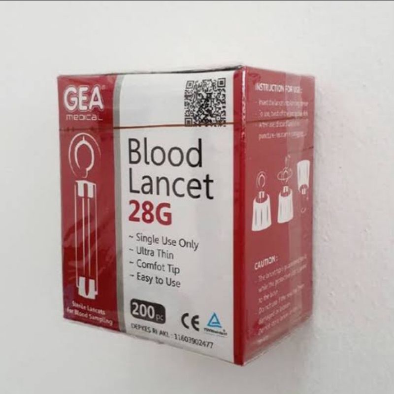 Blood lancet 28G GEA isi 200 Pcs Jarum untuk ambil darah gea 200pcs