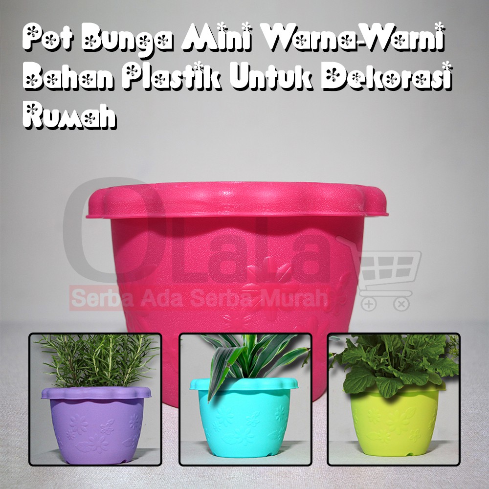 Pot Bunga Mini Bahan Plastik Warna-Warni Untuk Dekorasi Rumah / Kantor/Premium