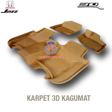 Niancyashope Karpet 3D Kagumat Mobil Honda Jazz 2010 Ge8 - Kagu Mat Bukan 5D 7D - Beige