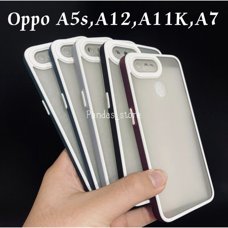 Pro Hybird Oppo A5s, A12, A11K, A7 Softcase Halus dan Elegan / Pinggiran Garis Putih Keren (Pandas)