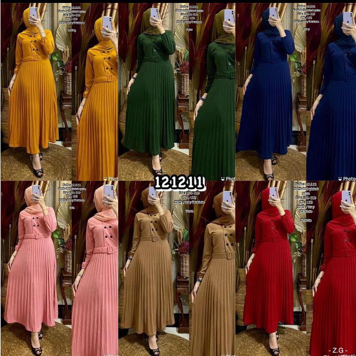 PROMOGamis plisket premium kancing hidup sabuk lepas/gamis terbaru/gamis/gamis drees terbaru/dress p
