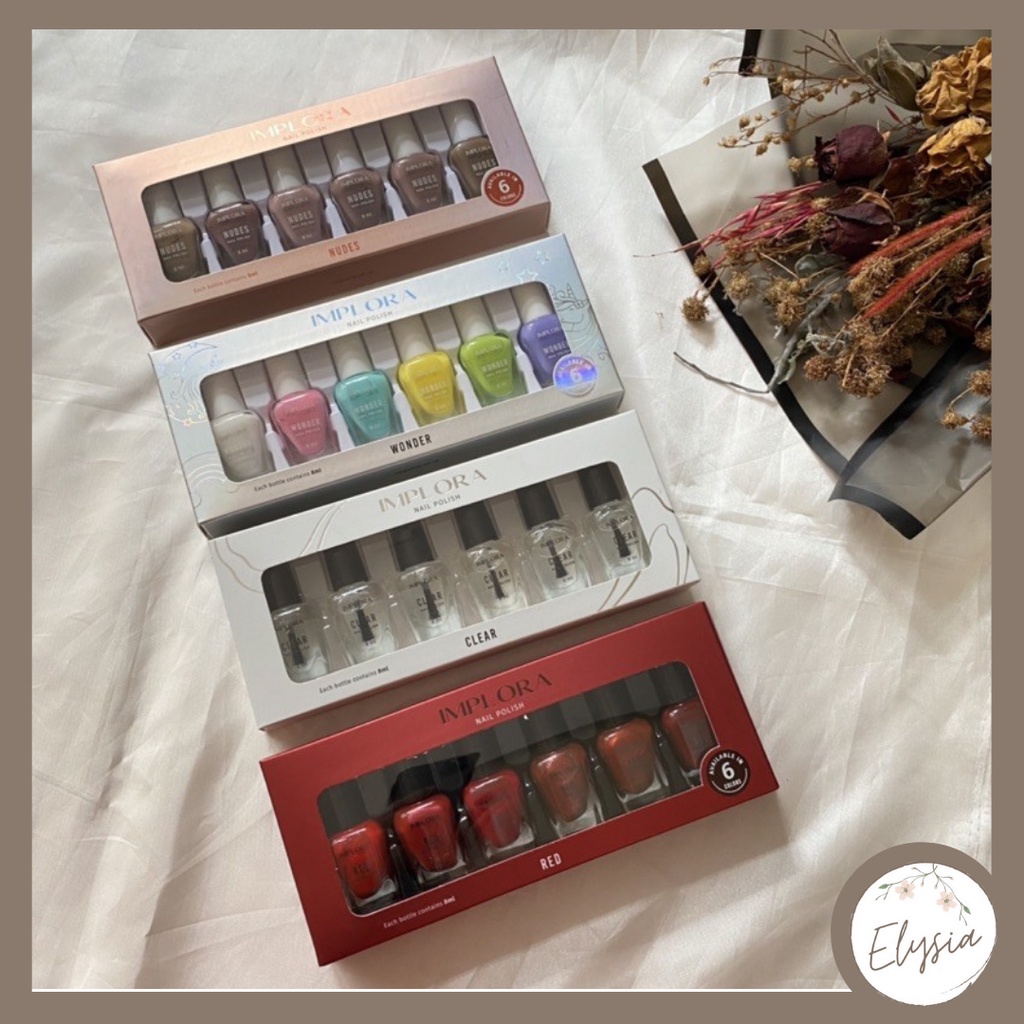 [SALE] Implora Nail Polish / Implora kutek / Cat Kuku Red Clear Nudes Wonder (Isi 6 pcs)