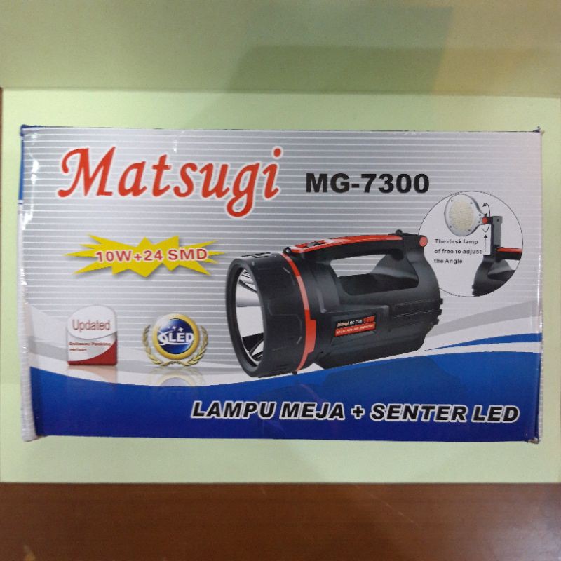 Senter LED 2in1 MATSUGI 10W Rechargeable MG-7300 + Lampu Meja | Laku Tokoku