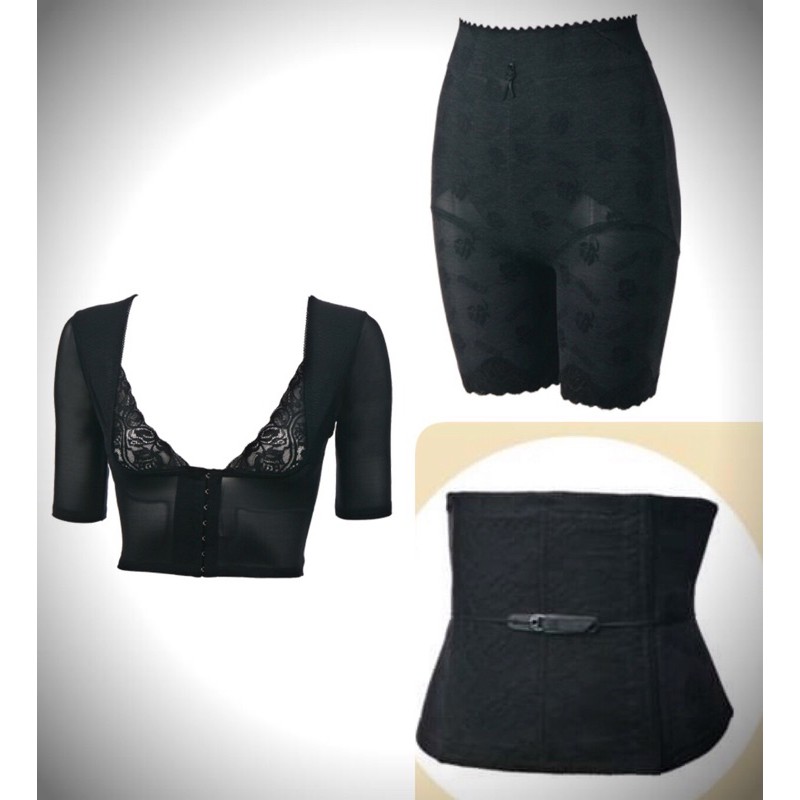 Easecox Package Arm Shaper Black Reshaping Pants Black and Waist Shaper Black