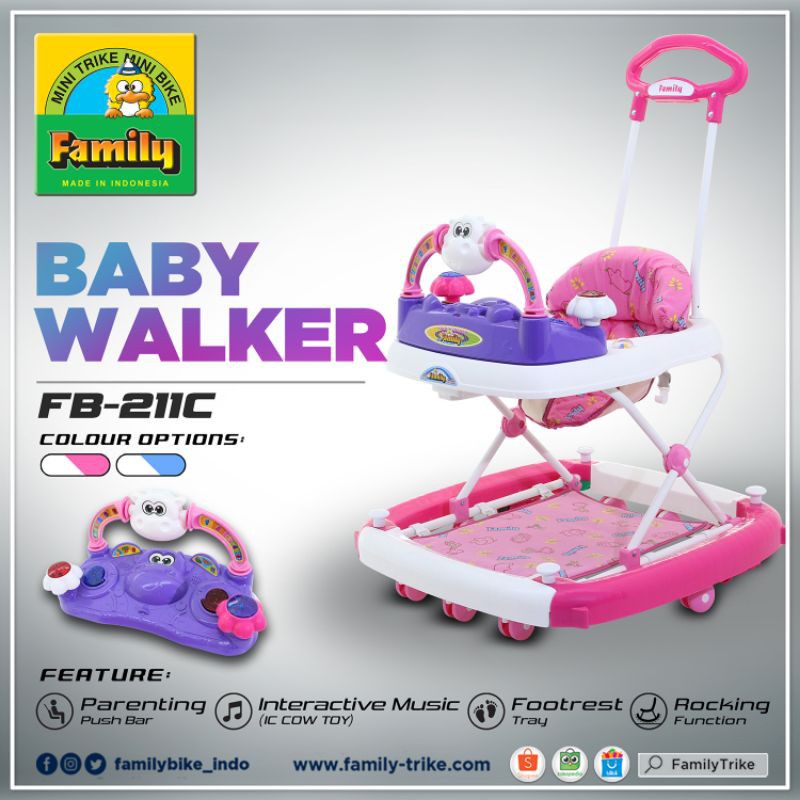 Baby walker Family 211F/ 211C  mainan belajar jalan bayi musik dorong &amp; kuda2an