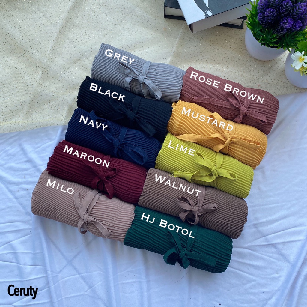 BERGO MARYAM FULL PLISKET SHAWL LIDI PREMIUM TALI INSTAN TERMURAH-8
