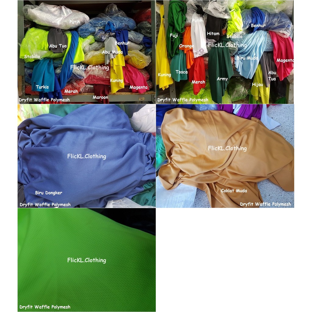  Bahan  Kain Kaos  Baju Dryfit  Dry Fit  Waffle Wafer Polymesh 