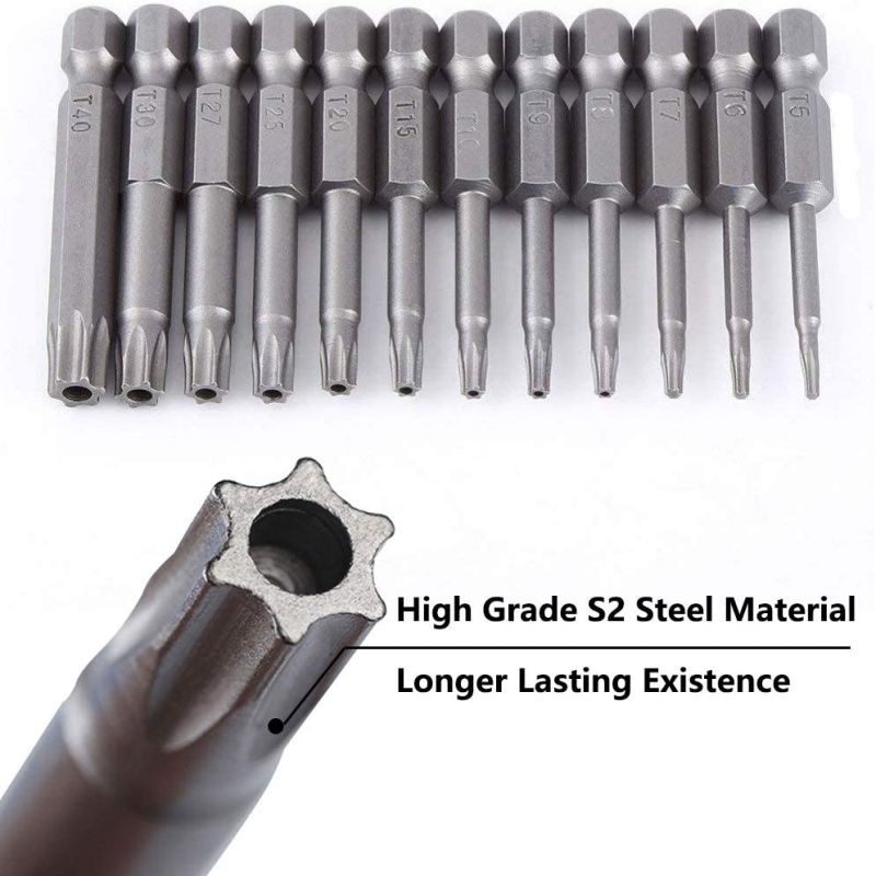 12PCS Mata Obeng Torx/Mata Obeng Bintang/Hex Shank T5-T40 5cm Untuk Alat Pertukangan Bits