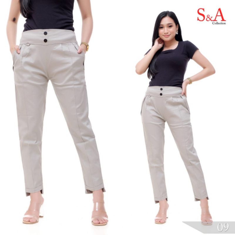 CELANA WANITA BAGGY PANTS BAHAN PANJANG TEBAL MELAR TWILL COMBED 09