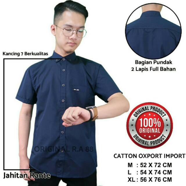 kameja pendek pria katun twill import kameja polos