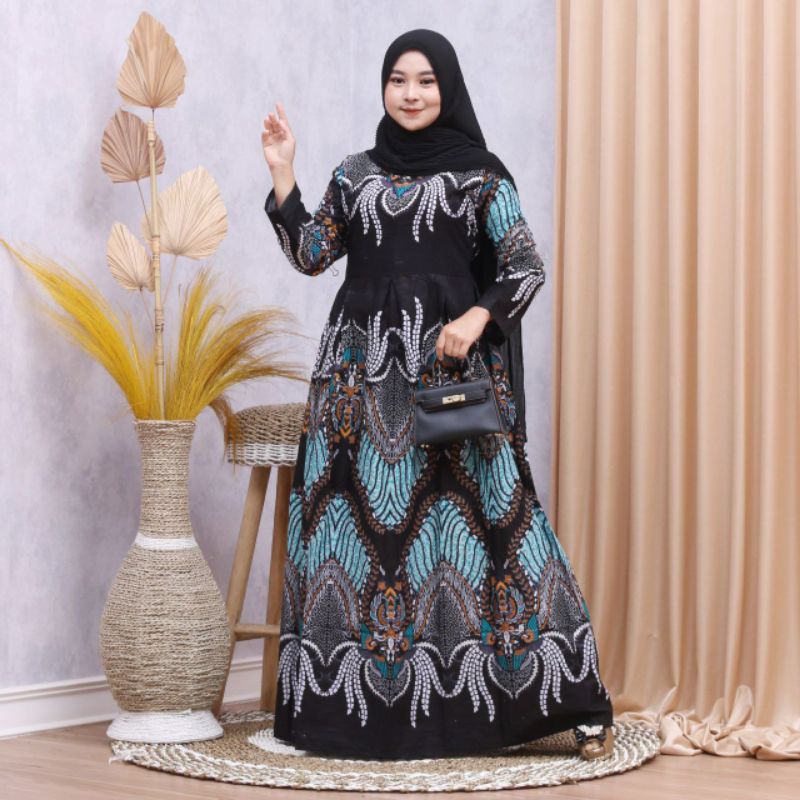 GAMIS BATIK MAURA Grosir laris GENES NAVBOR YELBOR WHITBOR CREAMBOR