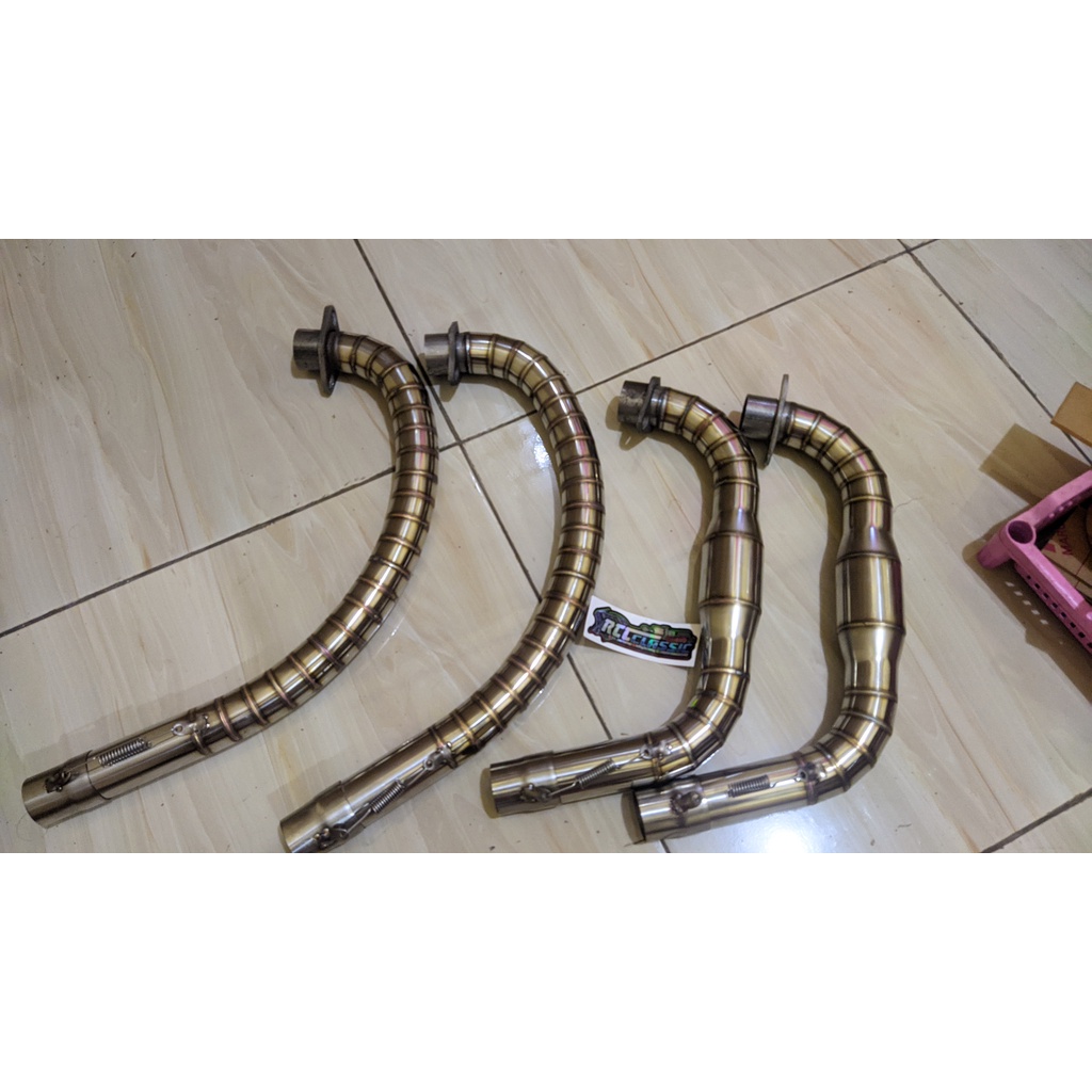 Leher Knalpot CB GL Megapro Tiger Full Stainless Cacing. Pipa Leher Gulu Banyak KLEPER PNP.