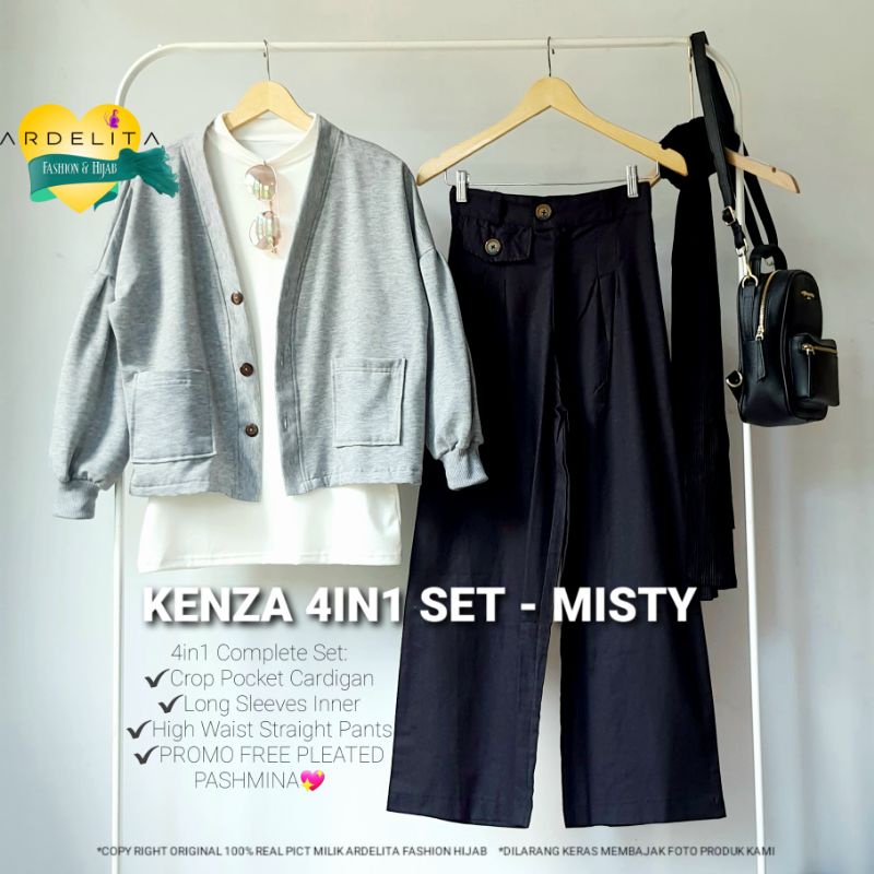 KENZA SET 4IN1  SETELAN  OOTD  WANITA  HIJAB  TERBARU