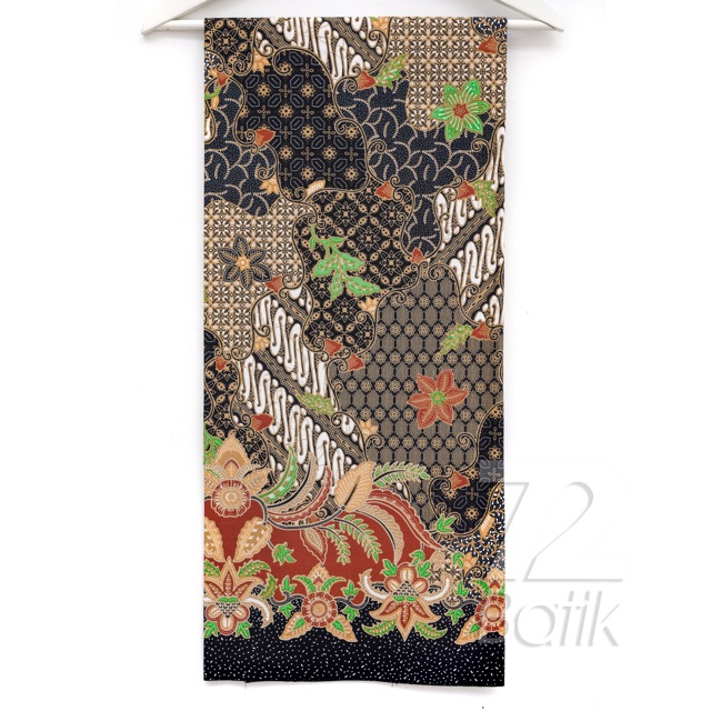 KAIN BATIK KATUN Premium Motif Sekar Jagad Warna Hitam Item Black 723058 Cap 72 Jarik Jarit Samping Kebat Panjang Batik Katun Modern Premium Bahan Seragam Batik Pernikahan Kantor Keluarga Murah Kamen Jadi Batik Bali Lembaran