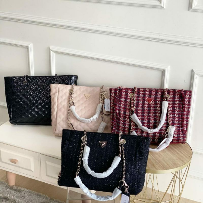 Tas Tweed | Totebag Guess | Totebag | Tas Kulit | Gb322