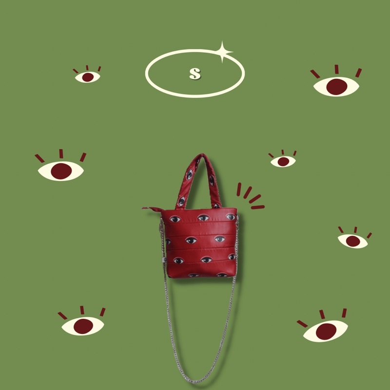 Puffy totebag (evil eyes)