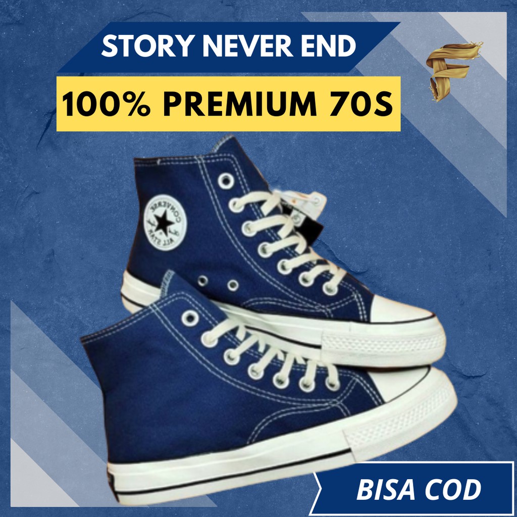 OBRAL SEPATU PRIA SNEAKERS 70S HIGH X OFF GLOSSY HIGH BLACK WHITE NAVY SEPATU CONVERSE ORIGINAL 100%