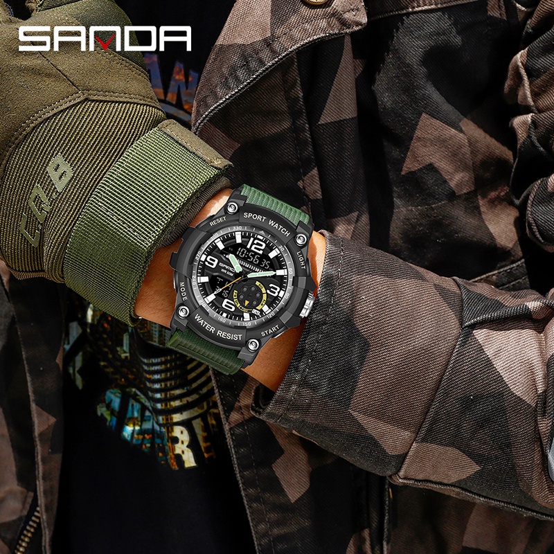 SANDA 3036 Jam Tangan Pria Digital Analog Tali Rubber Shockproof Anti Air WATCHKITE WKOS