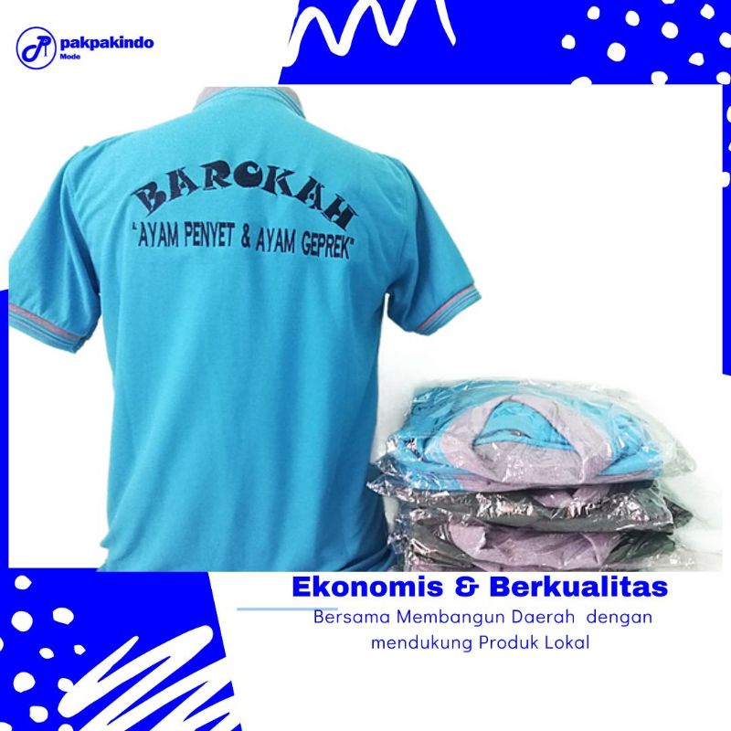 BAJU KAOS POLO KERAH WARUNG BAROKAH AYAM PENYET & AYAM GEPREK LENGAN PENDEK