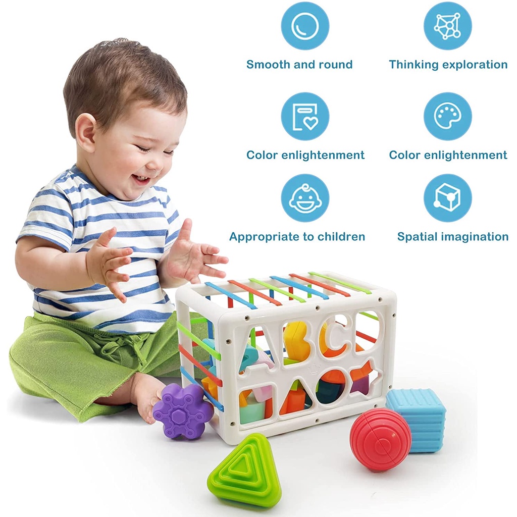 2022 Mainan Edukasi Montessori Mencocokkan Bentuk Warnawarni Untuk Hadiah Ulang Tahun Bayi