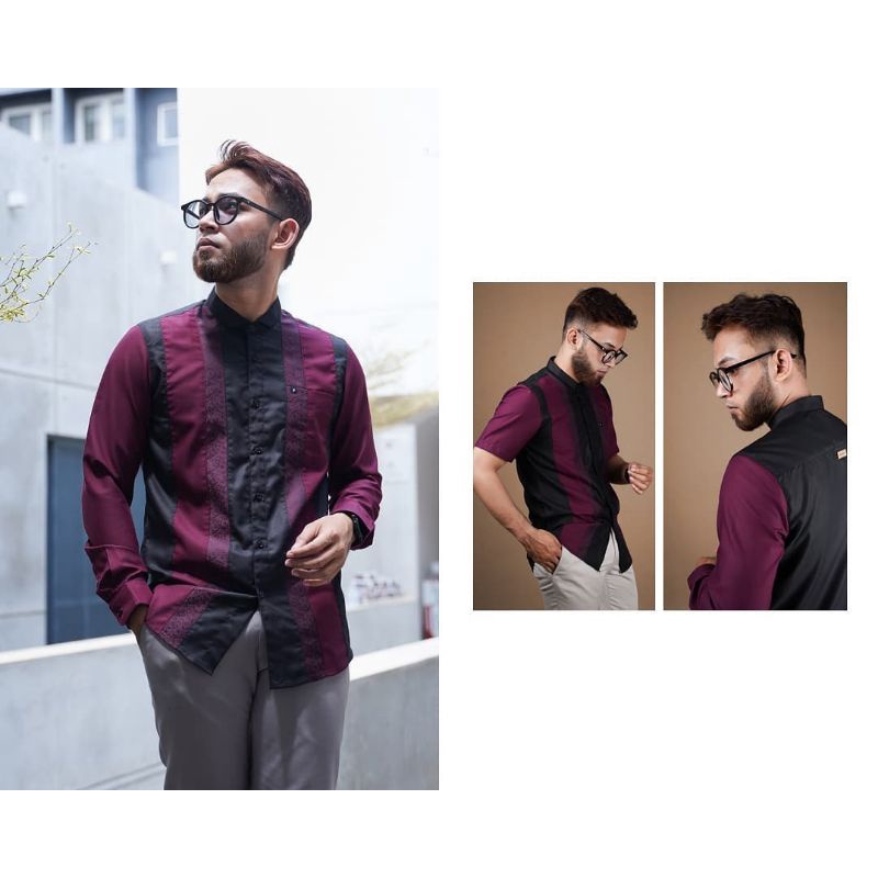 FADKHERA Baju Muslim Pria Baju Koko Pria Lengan Panjang dan Pendek Kokoh Muslim Pria Baju Muslim Dew