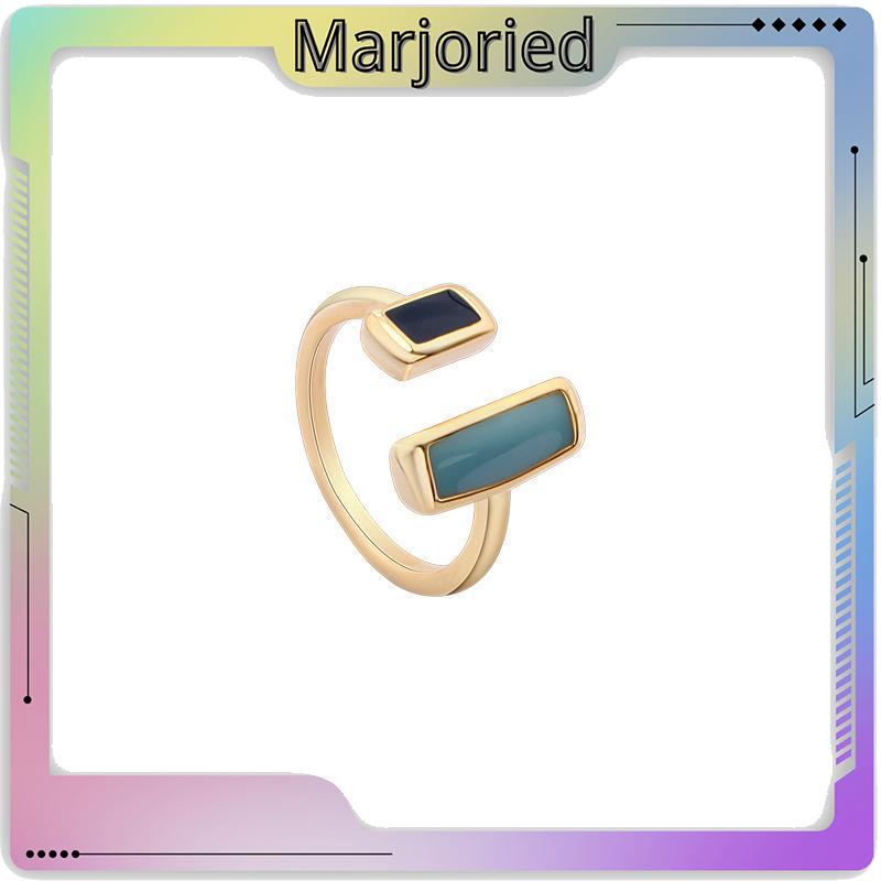 Port style Color contrast Ring female personality modern stylish geometry Opening ring originality fashion Index finger ring cincin wanita Cincin Jari Model Terbuka Dapat Disesuaikan Gaya Retro-MJD